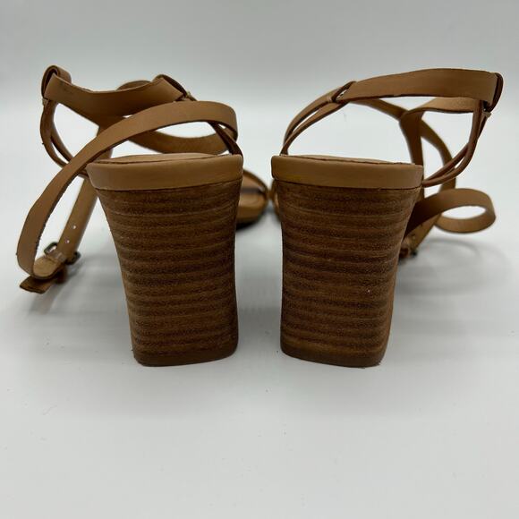 Madewell Loli Sandals 8.5 Tan Leather Ankle‑Strap Block Heel Strappy Amber Clay - Picture 5 of 15